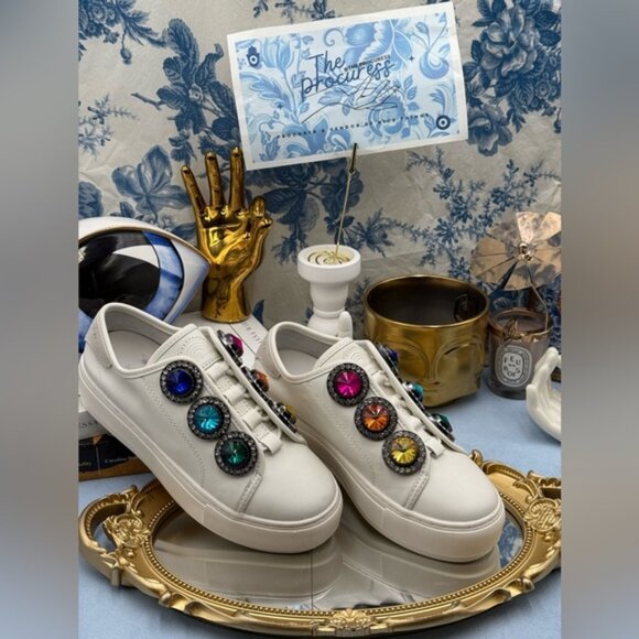 🆕 KURT GEIGER LONDON 🧿 NWOB Laney Octavia Sneaker, White Leather, Sz 36 US 6 - Picture 3 of 16